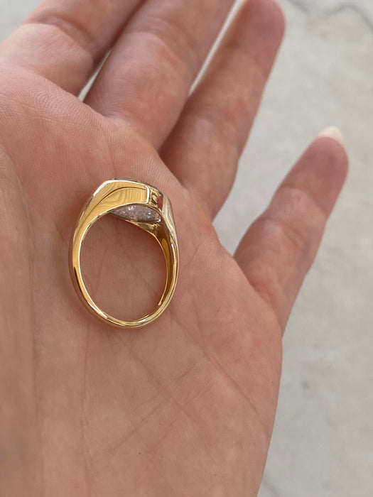 14K East-West Oval Lab Sapphire Ring with Floating Lab Diamonds