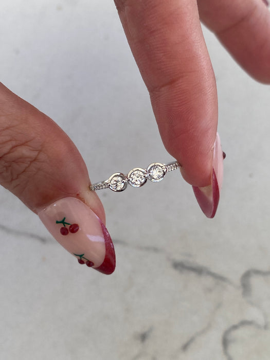 14K White Gold Three-Stone Lab Diamond Ring