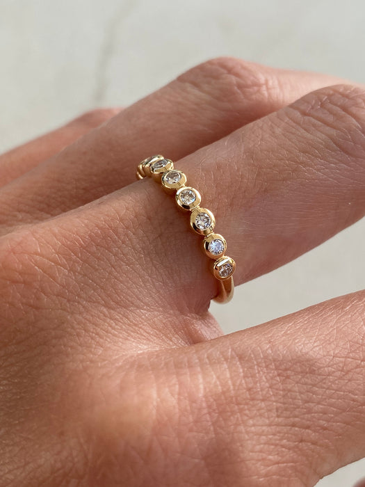 14K Gold Bezel Set Round Lab Diamond Band Ring