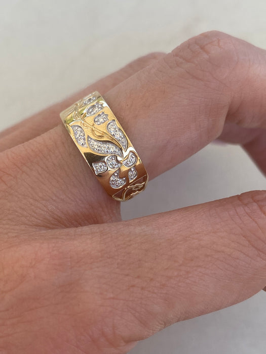 14K Natural Diamond Bluebell Flower Ring