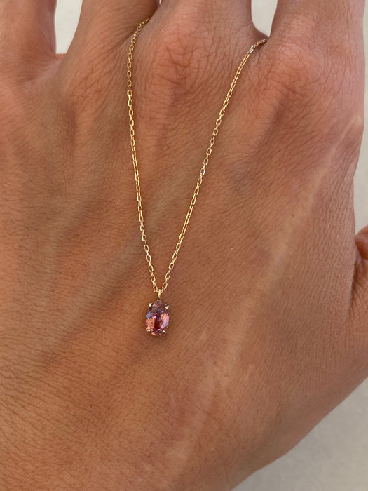 Vintage 10K Rose Gold Pink Tourmaline Necklace