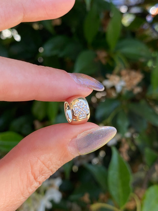 14k diamond flower rectangle slider charm