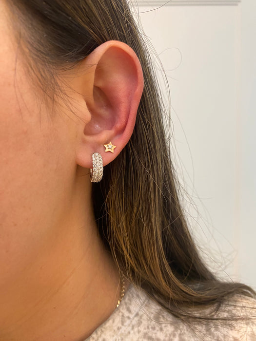 Platinum 950 1 carat triple row diamond hoop earrings