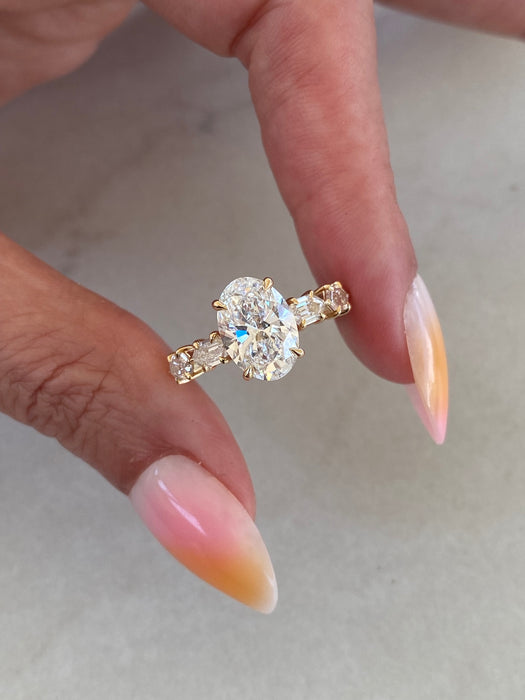 14K 2.83 TCW Oval Lab Diamond Ring