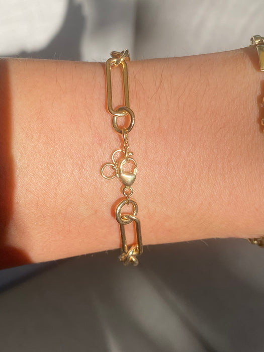 14K Gold Diamond Paperclip Bracelet – 1.25 TCW Natural Round Diamonds – Adjustable 6.5–7”