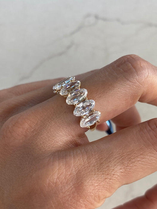 14K Step-Cut Oval Lab Diamond Half Eternity Ring – 5.30 TCW