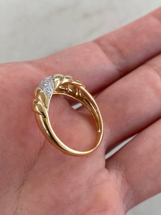 14K Gold Diamond Croissant Ring