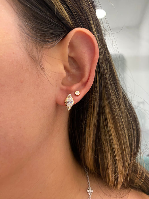 14K 1.6 TCW Dutch Marquise Lab Diamond Stud Earrings