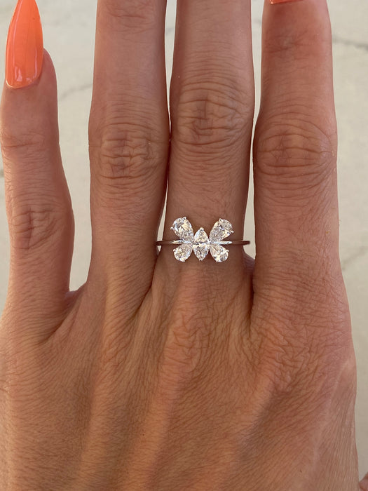 14K White Gold Lab Diamond Butterfly Ring – 1.11 CTW
