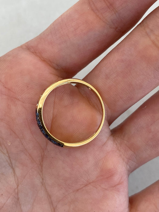 14K Gold Blue Sapphire & Diamond Ring