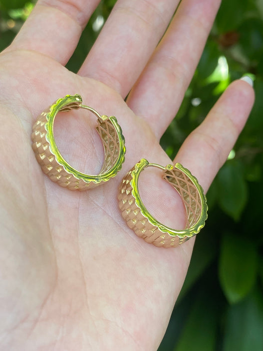 14k riveted link hoop earrings