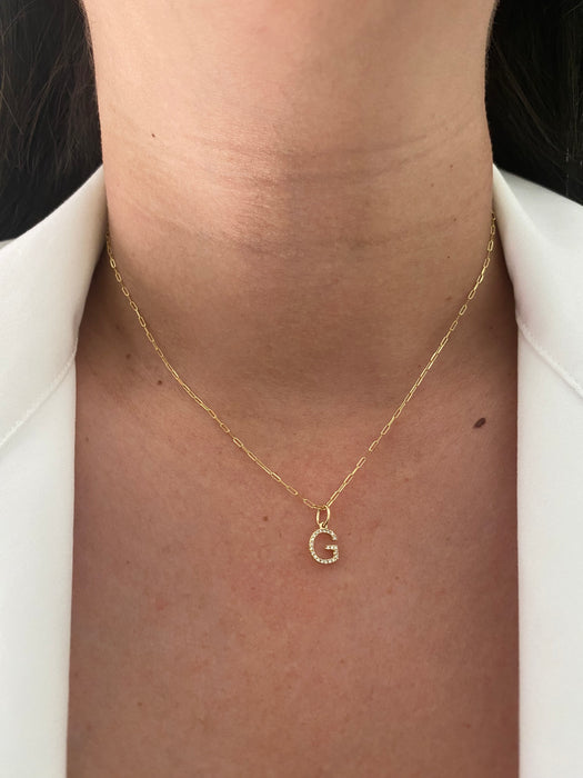 14k diamond letter G initial pendant