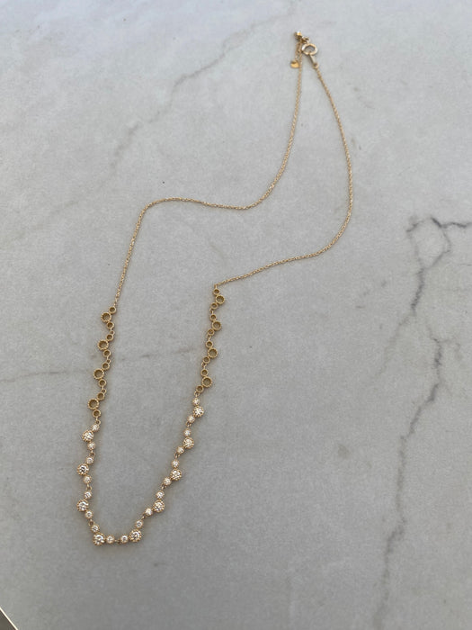 Vintage 18K Gold Natural Diamond Adjustable Necklace – 0.48 TCW