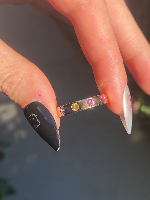 18k rose gold rainbow eternity ring size 6.5