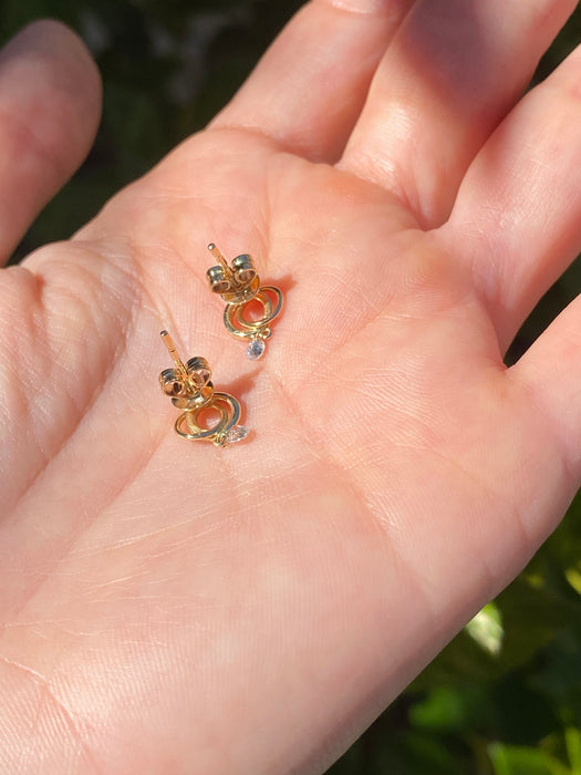 14k drilled diamond stud earrings