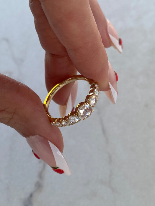 14K Gold Graduated Rose Cut Lab Diamond Ring