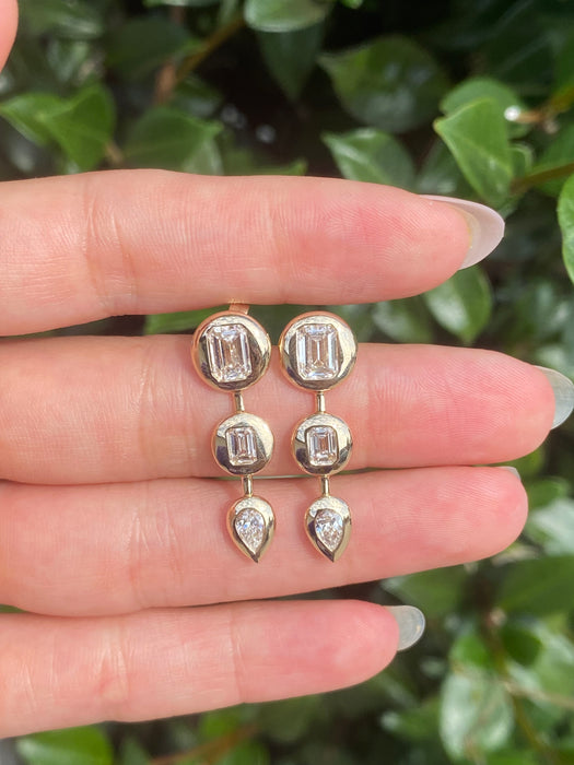 14k lab 2.2 carats diamond chunky bezel set earrings