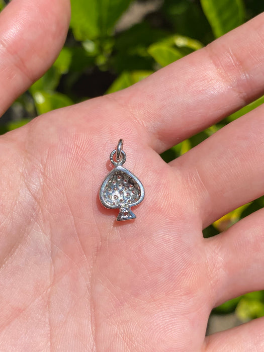 18k white gold spade diamond charm