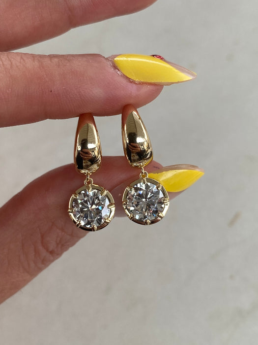 14K Gold Chunky Lab Diamond Huggy Earrings – 3.0 CTW D/VS