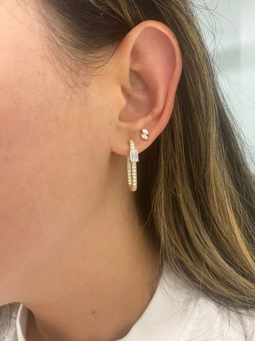 14K 1.7 TCW Lab Diamond Rectangular Inside-Out Hoop Earrings