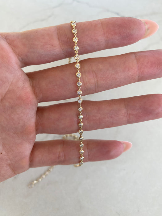 14K 2 TCW Natural Diamond Bezel Set Tennis Necklace