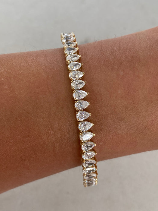 14K Flexible Pear Lab Diamond Bangle Bracelet – 5 CTW