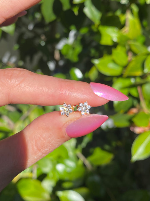 14K Gold Diamond Flower Star Stud Earrings – 0.34 TCW Natural Diamonds