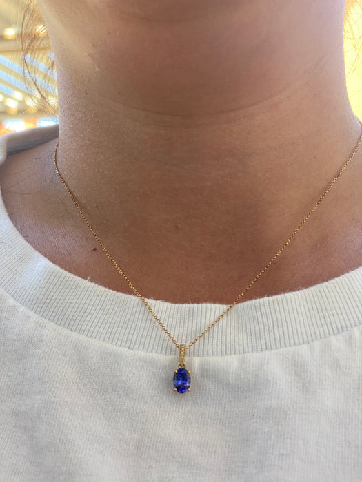 14K Gold Tanzanite & Diamond Pendant Necklace