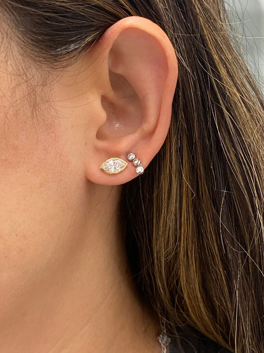 14K Gold Bezel Set Marquise Cut Lab Diamond Stud Earrings – 1.50 CTW