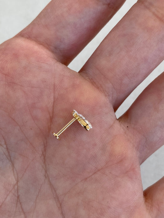 14K Floating Marquise Lab Diamond Flat Back Stud (Single)