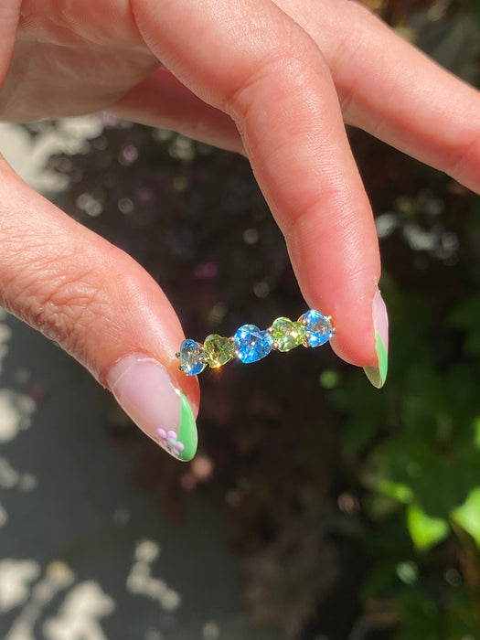 18k topaz and peridot heart ring size 6.75