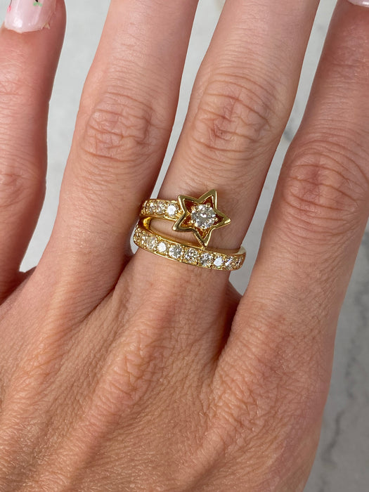 Vintage 18K Diamond Shooting Star Ring – 1.03 TCW Natural Diamonds – Size 5.75