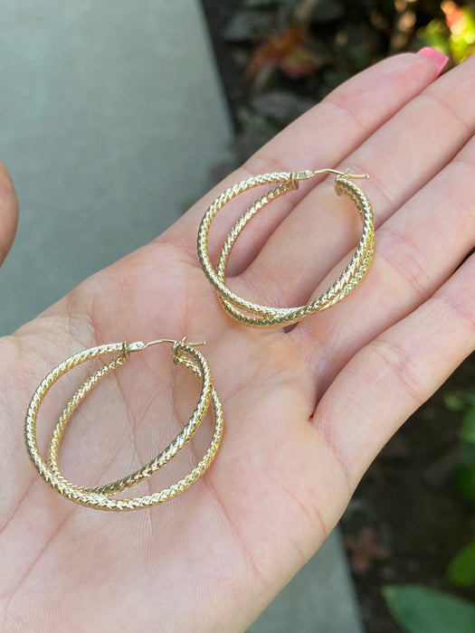 14k braided hoop earrings