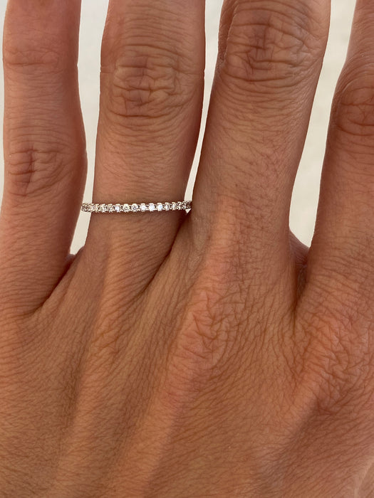 Vintage 18K White Gold Vintage Natural Diamond Eternity Ring | Size 4.5