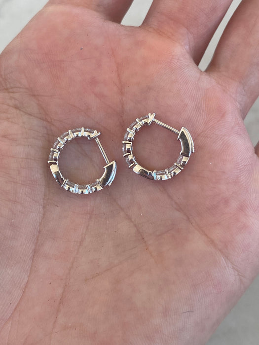14K White Gold Inside-Out Lab Diamond Huggies