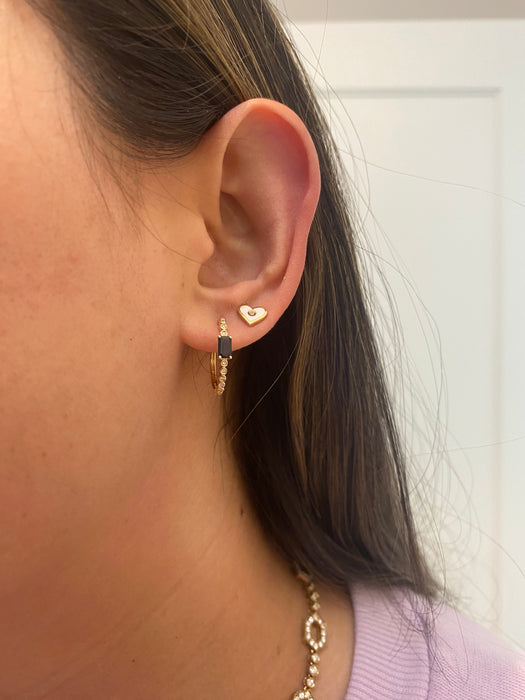 14k blue sapphire diamond huggie earrings