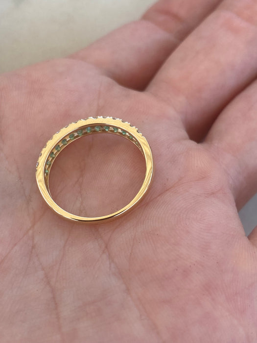 14K Natural Emerald & Diamond Ring
