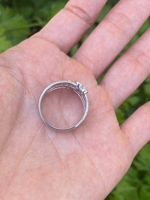 Vintage Platinum 900 Diamond Bezel Ring – 0.94 TCW Natural Diamonds – Size 7