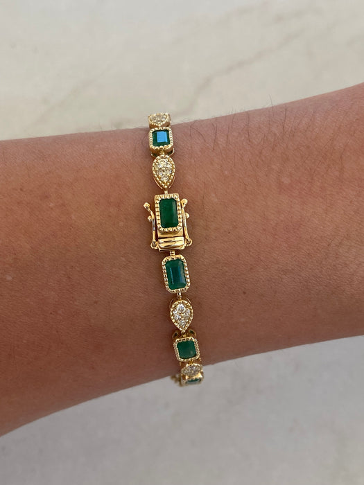 14K Gold Emerald & Diamond Bracelet