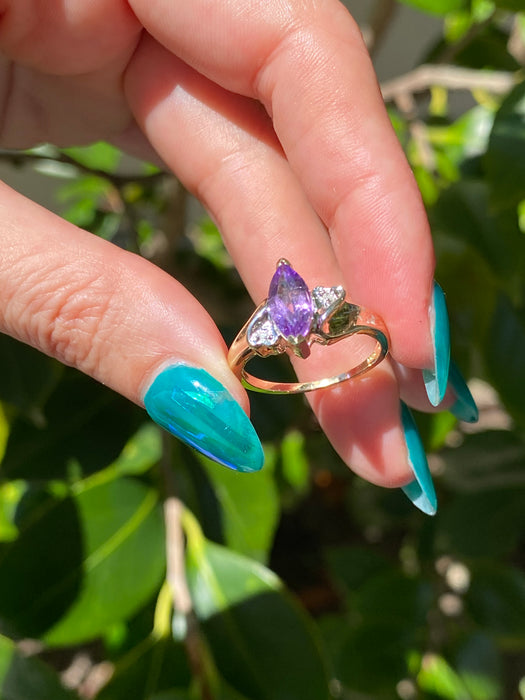 10k amethyst diamond ring size 7.25