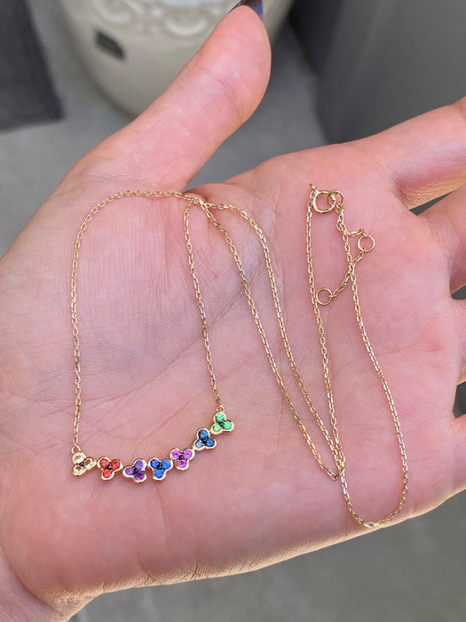 14k rainbow clover necklace