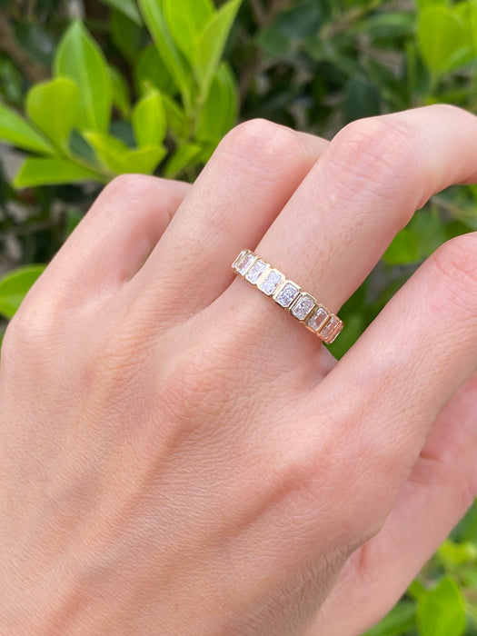 14K Gold Bezel Set Radiant Lab Diamond Ring