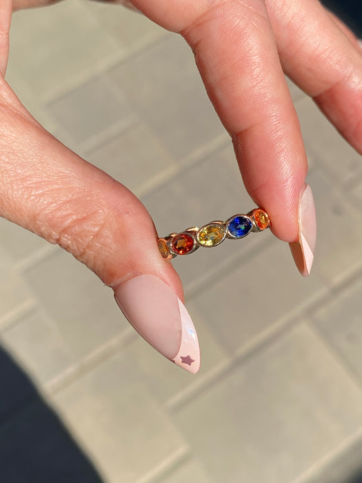 14K Gold 3.8 Carat Sapphire Eternity Ring