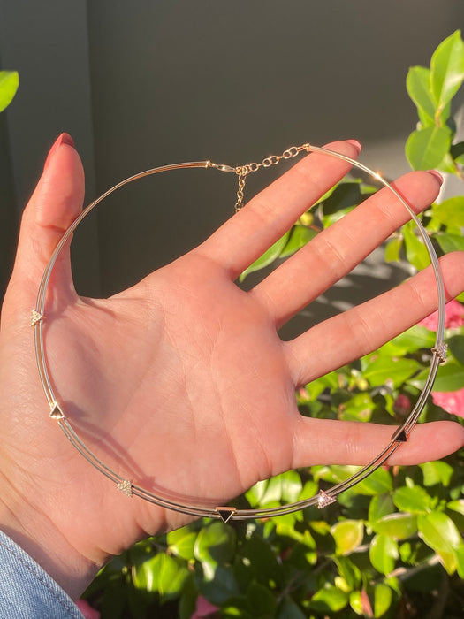 14k collar necklace diamond triangle black onyx