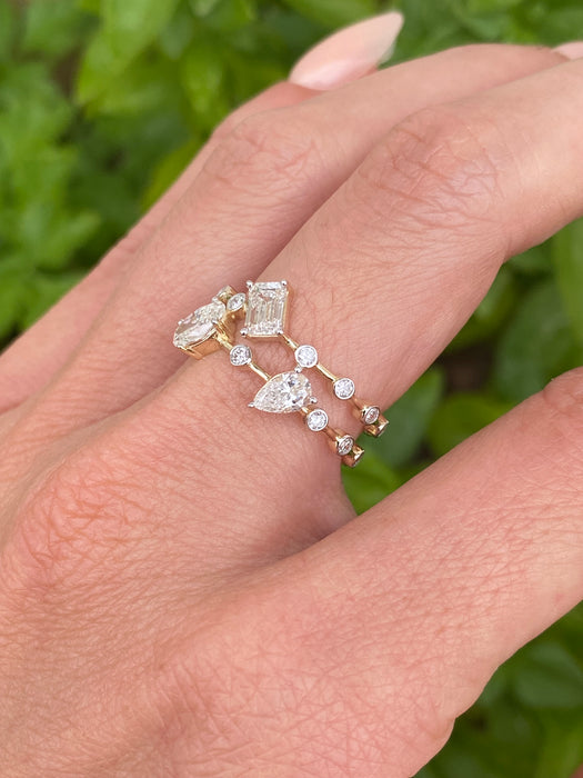 10K Gold Multi Shape Lab Diamond Ring | Oval Emerald Pear Diamond Ring | 1.5 TCW Size 6.5