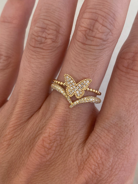 18k Gold Natural Chevron Diamond Ring