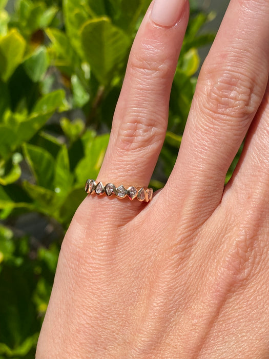14K Bezel Set Pear Lab Diamond Half Eternity Pinky Ring