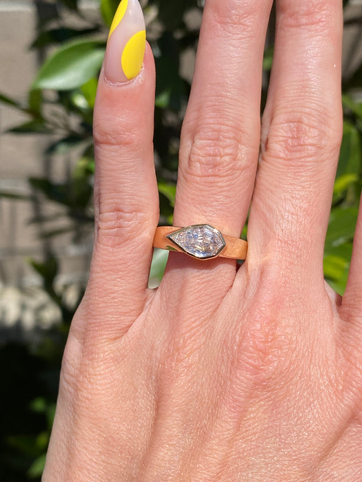 14K Bezel Set Step-Cut Lab Diamond Pear Ring – 1.53 CTW VVS2 D (IGI Certified)