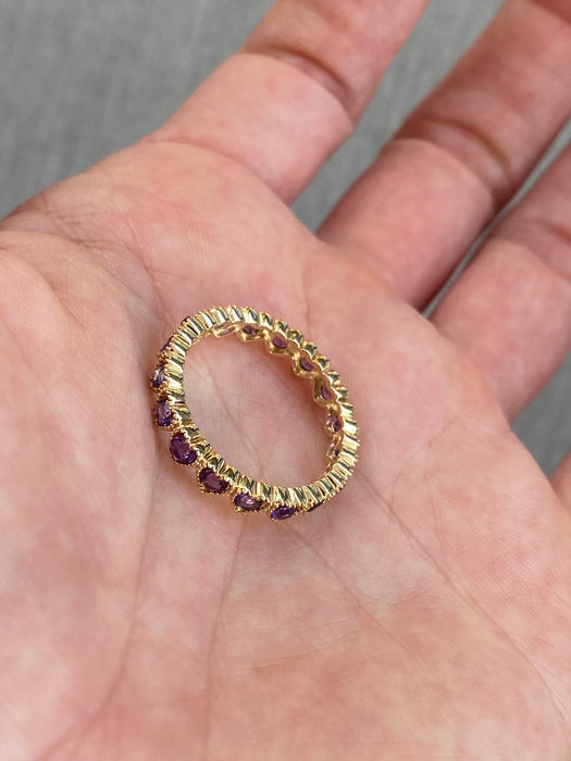 14K Amethyst Heart Eternity Ring