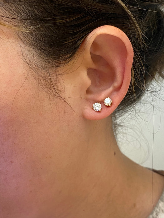 14K Gold 1 Carat Martini-Set Lab Diamond Stud Earrings